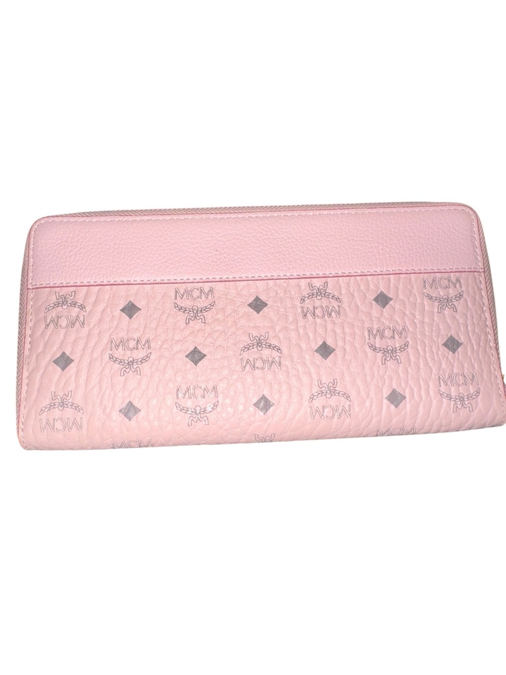 MCM Pink Logo Zip Continental Wallet